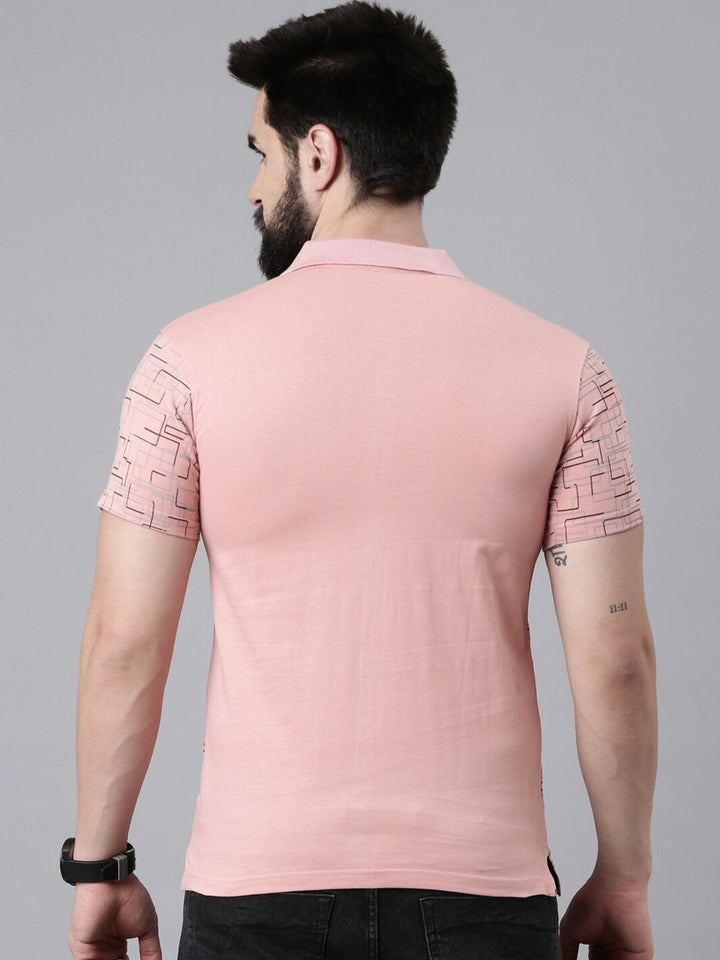 Men Abstract Printed Polo Collar Pure Cotton Tshirts - Kryptic Fashions