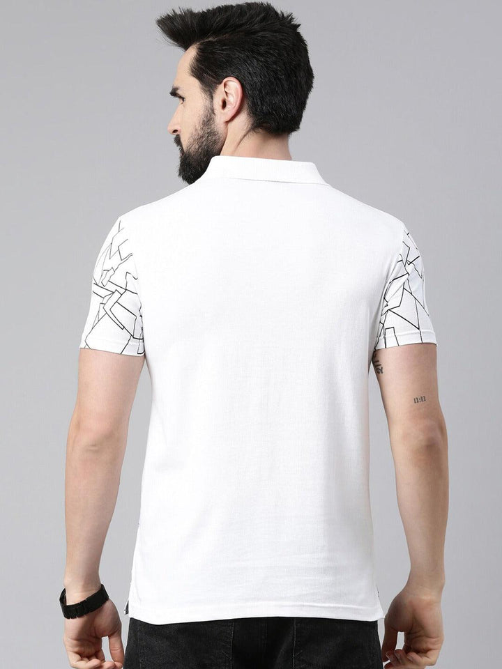 Men Printed Polo Collar Pure Cotton T-shirt - Kryptic Fashions