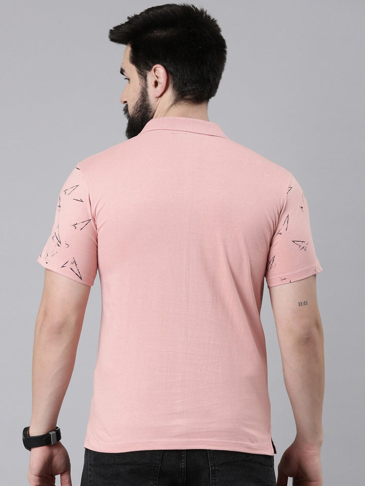 Men Triangle Printed Pure Cotton Polo Collar Tshirts - Kryptic Fashions