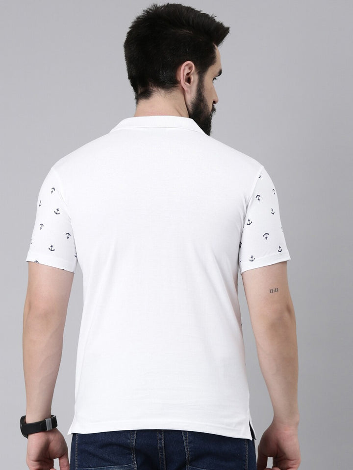 Men Printed Polo Collar Pure Cotton T-shirt - Kryptic Fashions