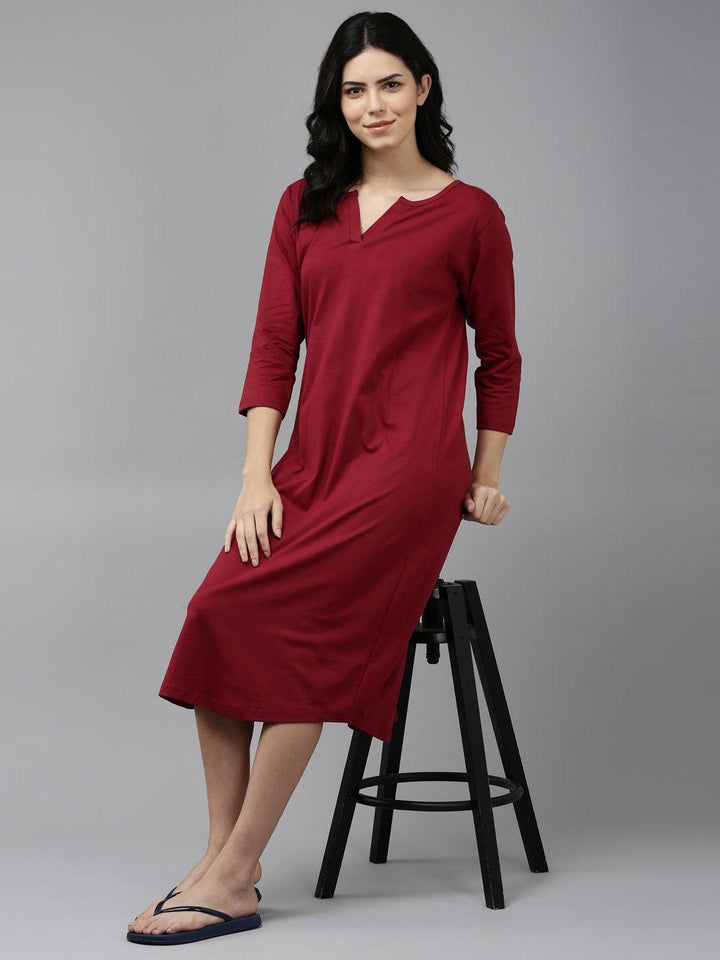 Women Pure Cotton Printed Round Neck Nightdress - Kryptic Fashions