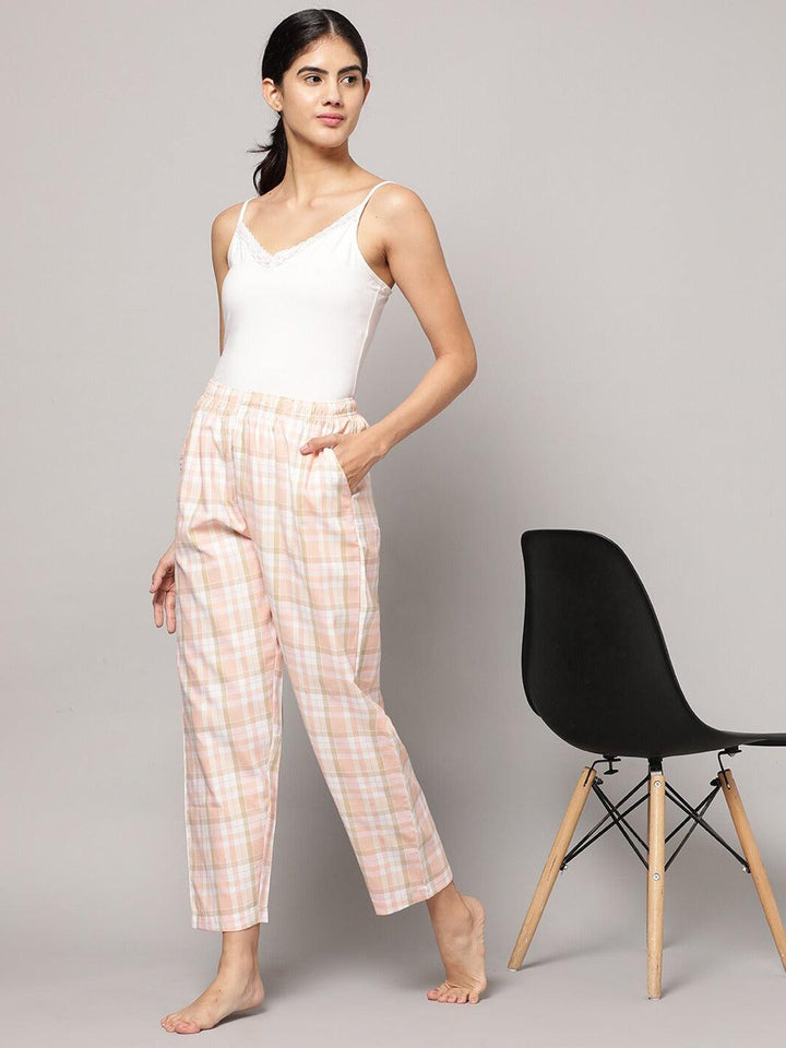 Women Pure Cotton Regular Fit Checked Pyjama Pants - Kryptic Fashions