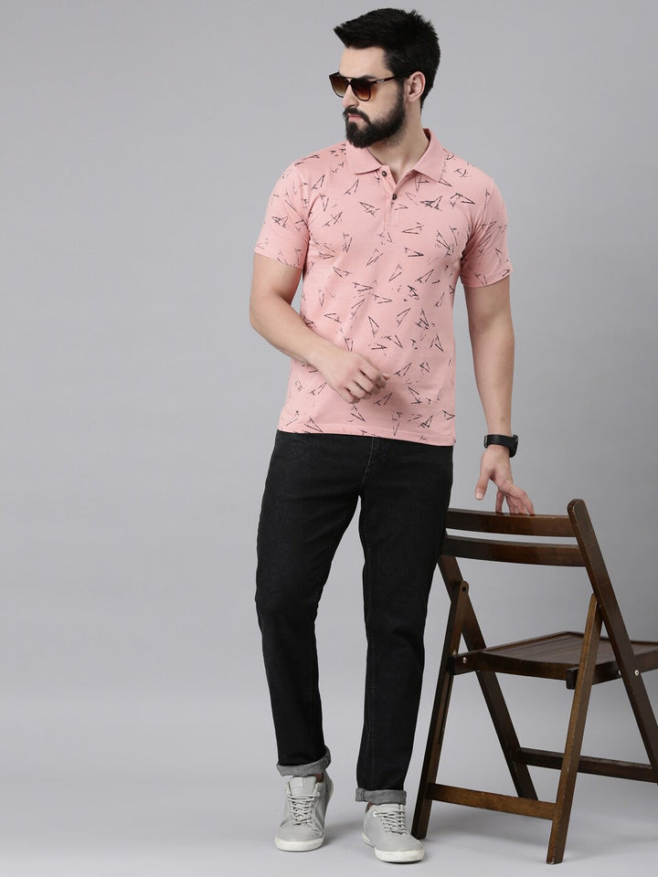 Men Triangle Printed Pure Cotton Polo Collar Tshirts - Kryptic Fashions