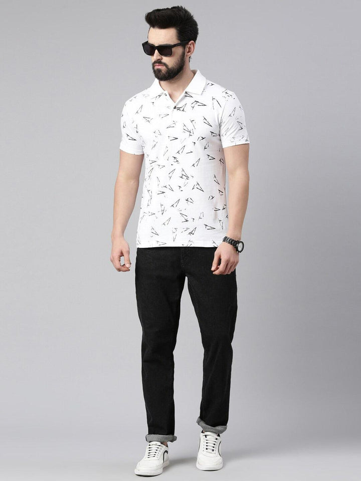 Men Triangle Printed Pure Cotton Polo Tshirts - Kryptic Fashions