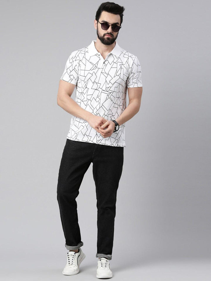 Men Printed Polo Collar Pure Cotton T-shirt - Kryptic Fashions