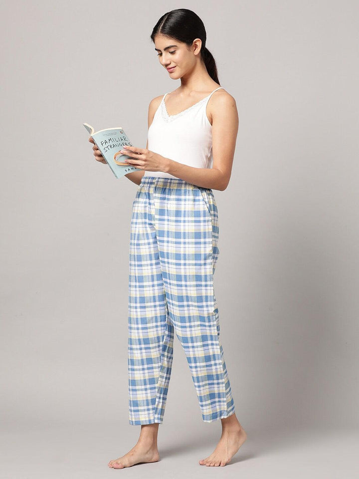 Women Pure Cotton Regular Fit Checked Pyjama Pants - Kryptic Fashions