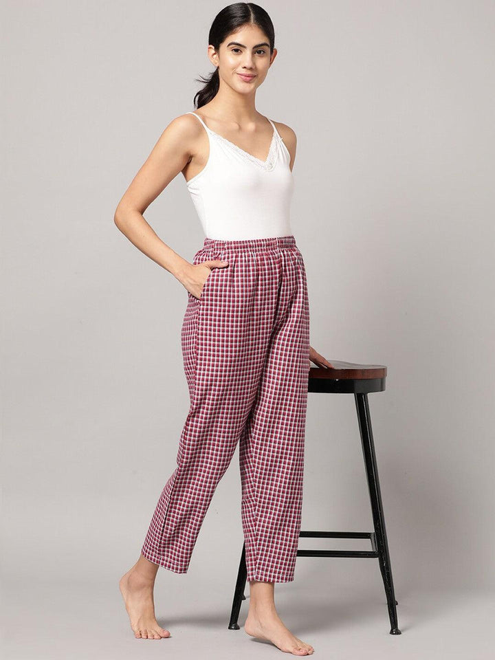 Women Pure Cotton Regular Fit Checked Pyjama Pants - Kryptic Fashions