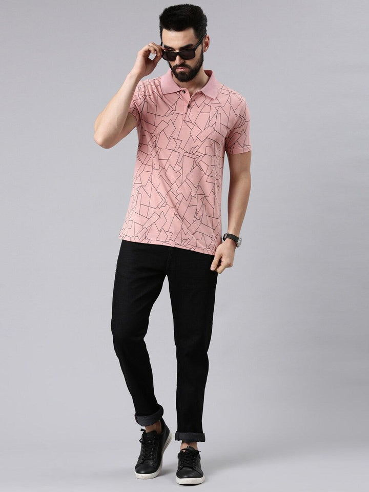 Men Printed Pure Cotton Polo Collar T-shirt - Kryptic Fashions