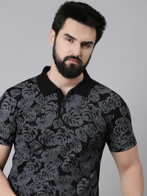 Men Printed Pure Cotton Polo Collar T-shirt - Kryptic Fashions