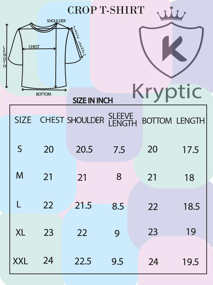 Women Printed Cotton Drop-Shoulder Sleeves Oversized Crop T-shirt - Kryptic Fashions