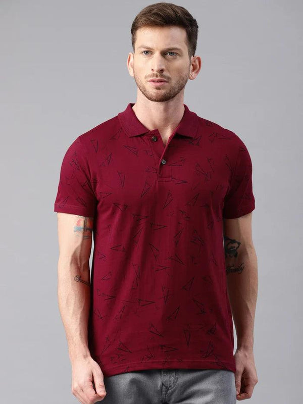 Men Triangle Printed Pure Cotton Polo Collar Tshirts - Kryptic Fashions