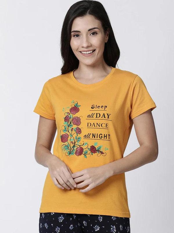 Women Printed Pure Cotton Lounge T-shirt - Kryptic Fashions