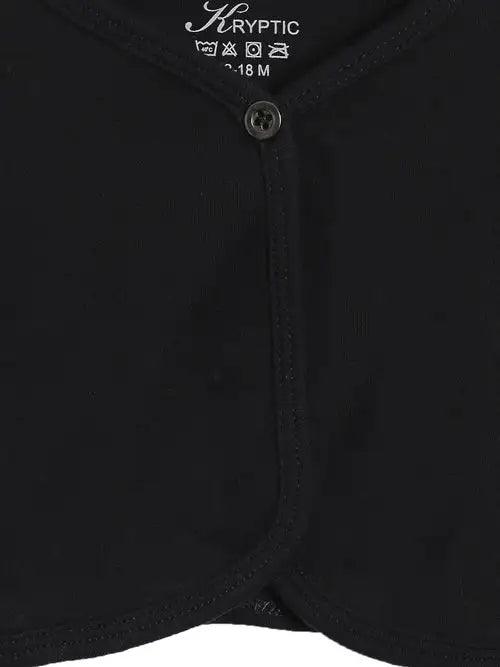 Kryptic Girls Black Solid Button Shrug - Kryptic Fashions