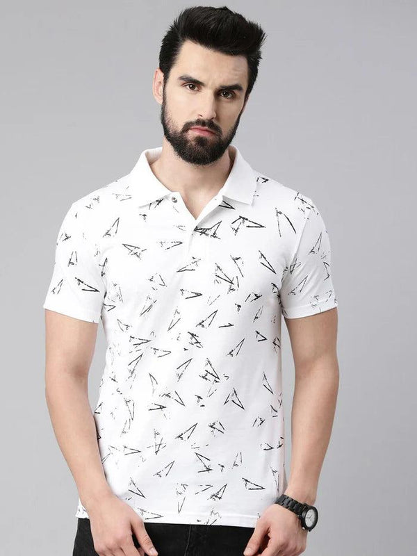 Men Triangle Printed Pure Cotton Polo Tshirts - Kryptic Fashions