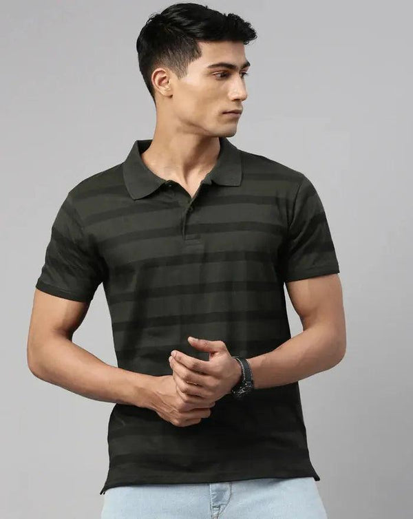 Men Printed Pure Cotton Polo Collar T-shirt - Kryptic Fashions