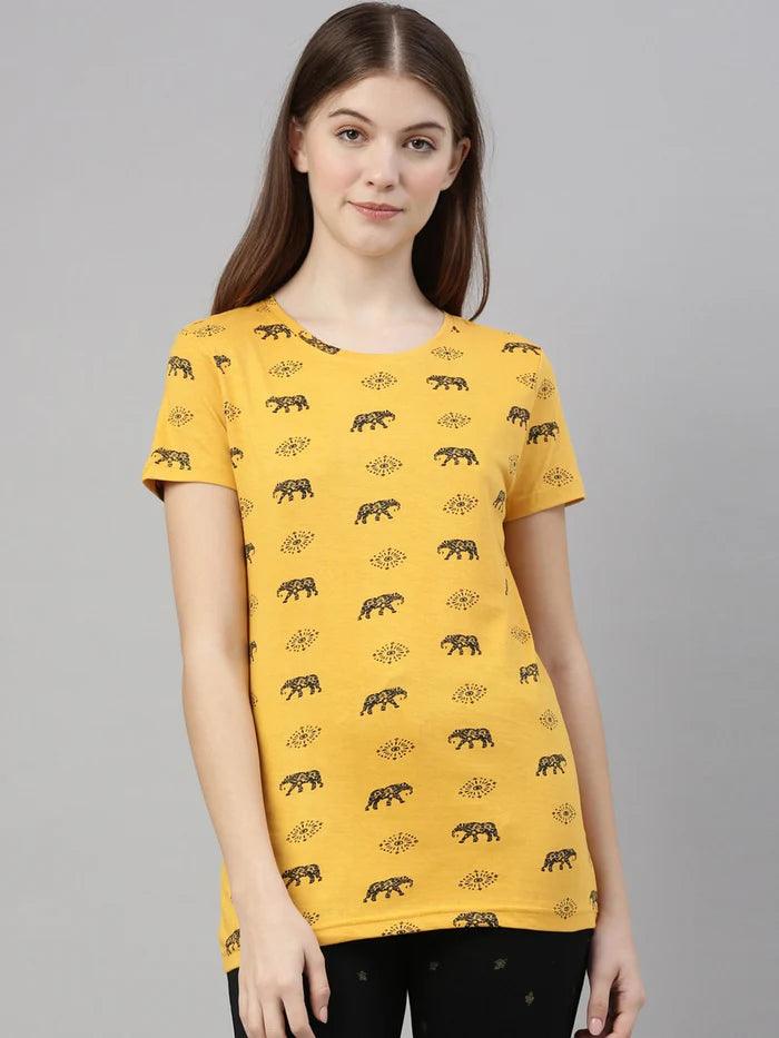 Women Printed Pure Cotton Lounge T-Shirt - Kryptic Fashions