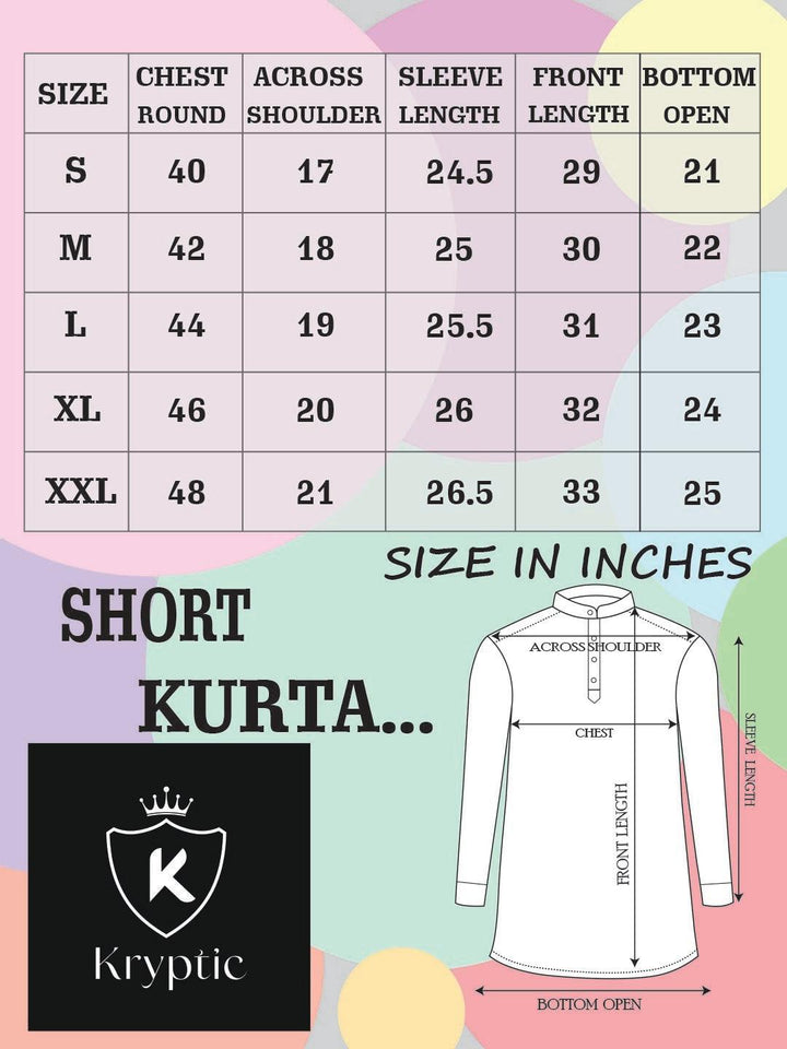 Men Pure Cotton Full Sleeve Regular Shirt Short Kurta - Kryptic Fashions